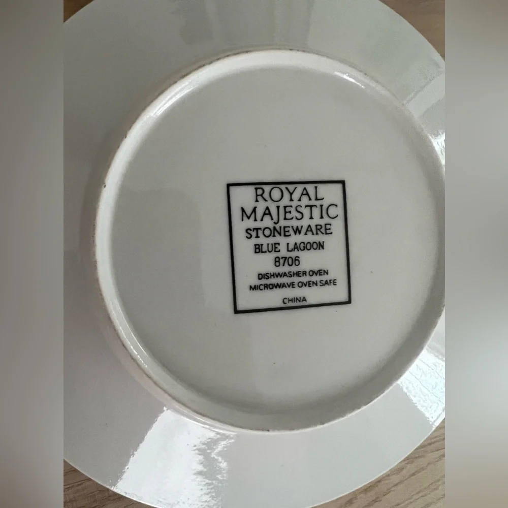 Royal Majestic Stoneware Blue Lagoon 8706 Appetizer Saucer Plates 5 Piece Set
